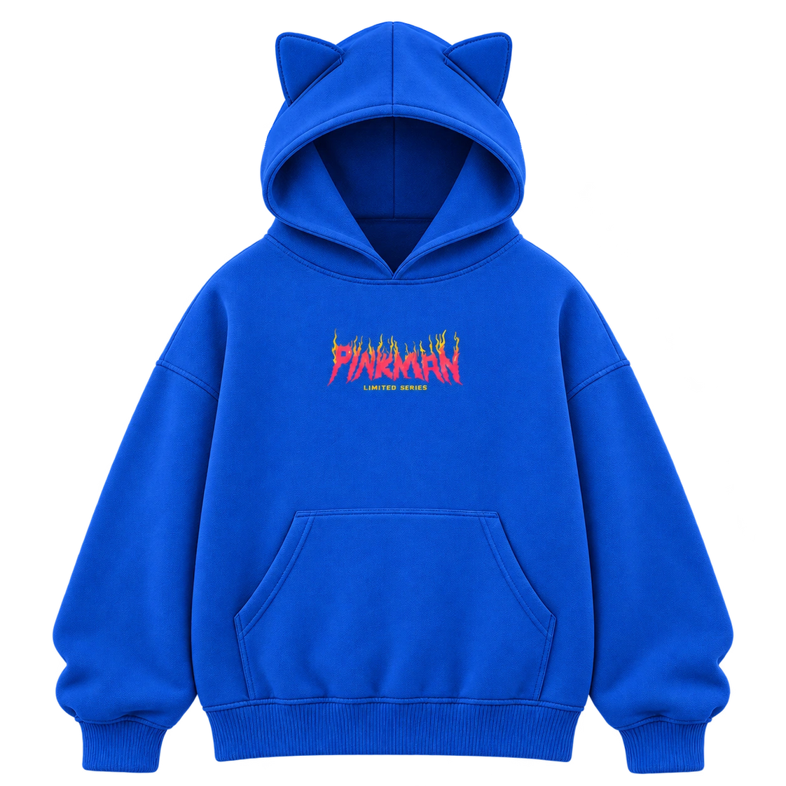 Long Lost Prompt blue cat-ear hoodie, front
